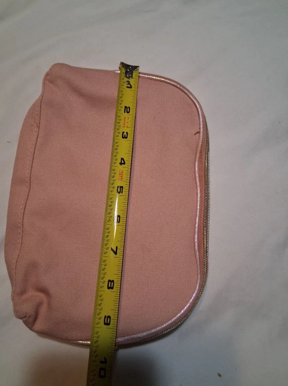 Lancôme Paris Pink Canvas Cosmetic Case Gold Tone Hardware Zip Travel Bag